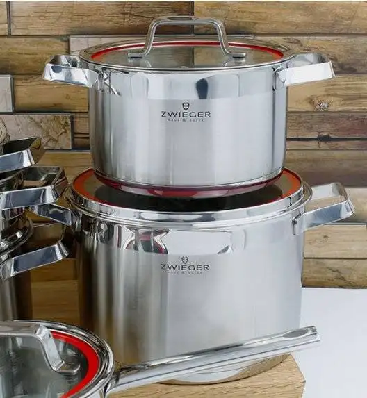 WYPRZEDAŻ! ZWIEGER KLASSIKER Komplet garnków z pokrywkami 10 el / stal nierdzewna SS 304 / BRAK POKRYWKI 18 CM W KOMPLECIE