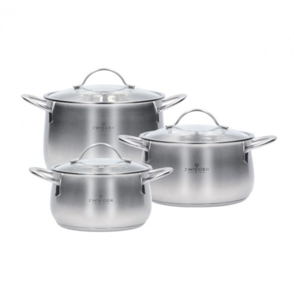 WYPRZEDAŻ! ZWIEGER PRACTI PLUS Komplet 3 garnków | stal nierdzewna | zmywarka | indukcja - BRAK POKRYWKI 20 CM W KOMPLECIE!