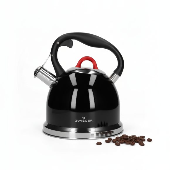 ZWIEGER VERON Czajnik 2,5 l / czarny / z gwizdkiem / gaz i indukcja
