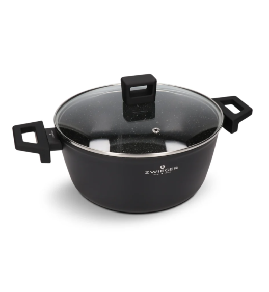 WYPRZEDAŻ! ZWIEGER FORTE Garnek 4,5 L z pokrywką 24 cm / czarny / aluminium - PRODUKT WYPRZEDAŻOWY