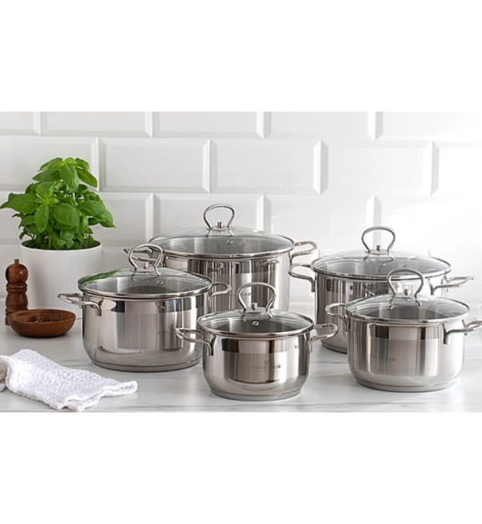 WYPRZEDAŻ! ZWIEGER ROCCA Komplet 6 el garnków 1,8l/ 2,5l, 4,5l  z pokrywkami 16/18/22 cm / stal nierdzewna AISI 304  - PRODUKT WYPRZEDAŻOWY! (z oryginalnego kompletu 10 el)