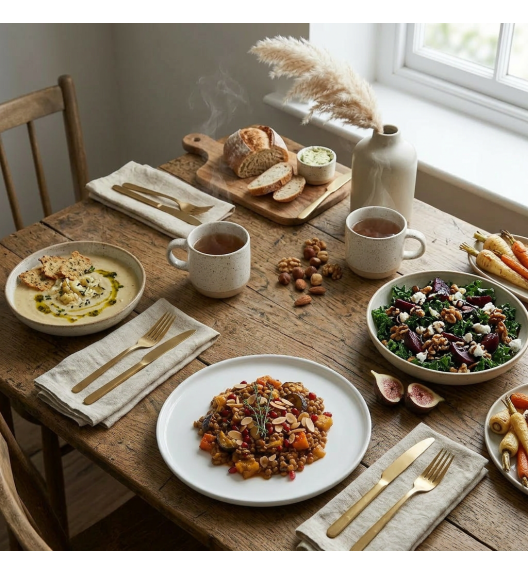 LUBIANA ANKARA | Serwis obiadowo - kawowy 30 el dla 6 osób | biała porcelana  