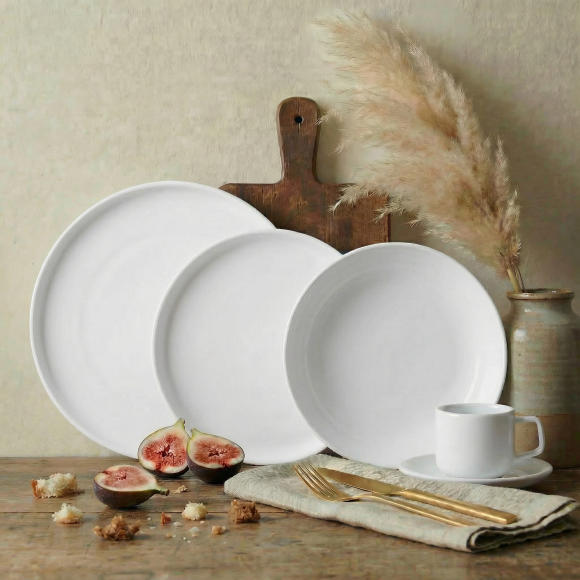 LUBIANA ANKARA | Serwis obiadowo - kawowy 30 el dla 6 osób | biała porcelana  