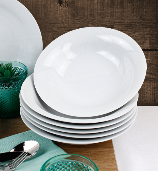 WYPRZEDAŻ! LUBIANA ETO Komplet talerzy obiadowych i głębokich / 12 el /  porcelana