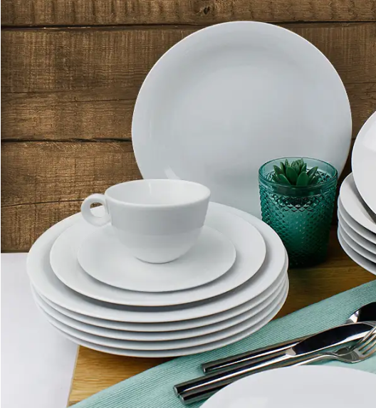 WYPRZEDAŻ! LUBIANA ETO Komplet talerzy obiadowych i głębokich / 12 el /  porcelana