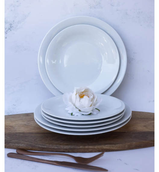 WYPRZEDAŻ! LUBIANA ETO Komplet talerzy obiadowych i głębokich / 12 el /  porcelana