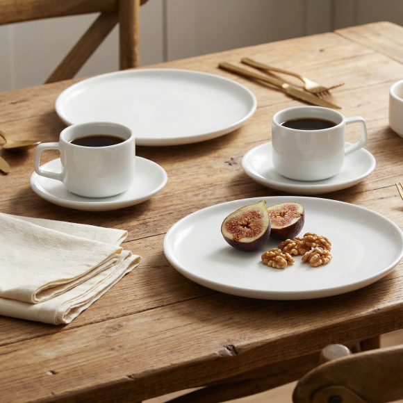 LUBIANA ANKARA | Serwis obiadowo - kawowy 60 el dla 12 osób | biała porcelana  