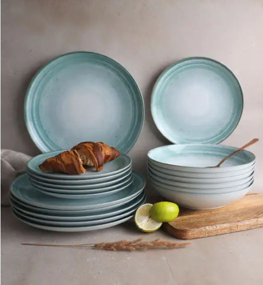 WYPRZEDAŻ! LUBIANA BOSS KERAJET | 013 ZIELONY | Komplet 6 talerzy dla 2 osób | N003