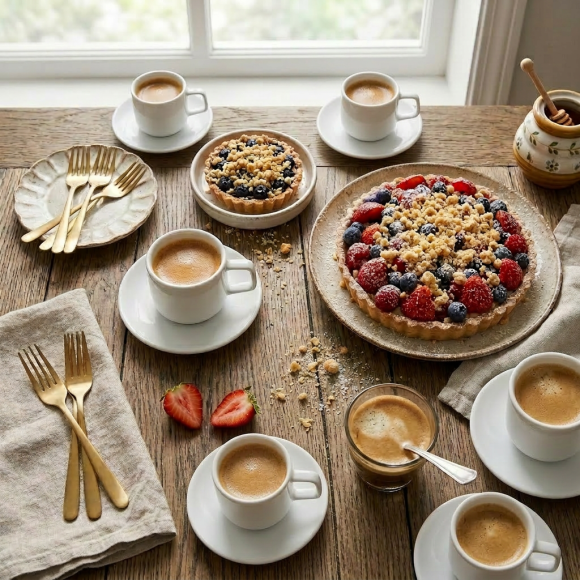 LUBIANA ANKARA | Serwis obiadowo - kawowy 90 el dla 18 osób | biała porcelana  