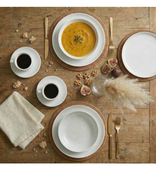 LUBIANA ANKARA | Serwis obiadowo - kawowy 90 el dla 18 osób | biała porcelana  