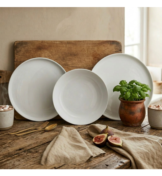 LUBIANA ANKARA | Serwis obiadowo - kawowy 120 el dla 24 osób | biała porcelana  