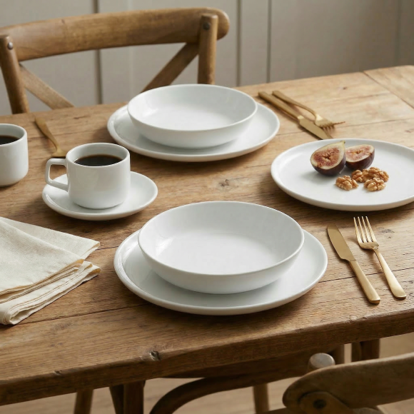 LUBIANA ANKARA | Serwis obiadowo - kawowy 120 el dla 24 osób | biała porcelana  