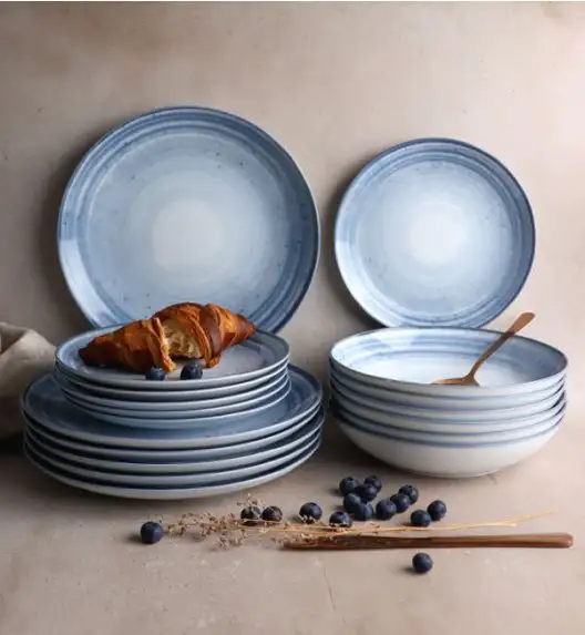 WYPRZEDAŻ! LUBIANA BOSS KERAJET | 014 NIEBIESKI | Zestaw 4 talerzy dla 2 osób | N004