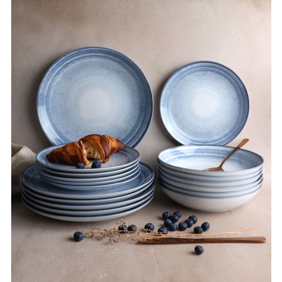 WYPRZEDAŻ! LUBIANA BOSS KERAJET | 014 NIEBIESKI | Zestaw 4 talerzy dla 2 osób | N004