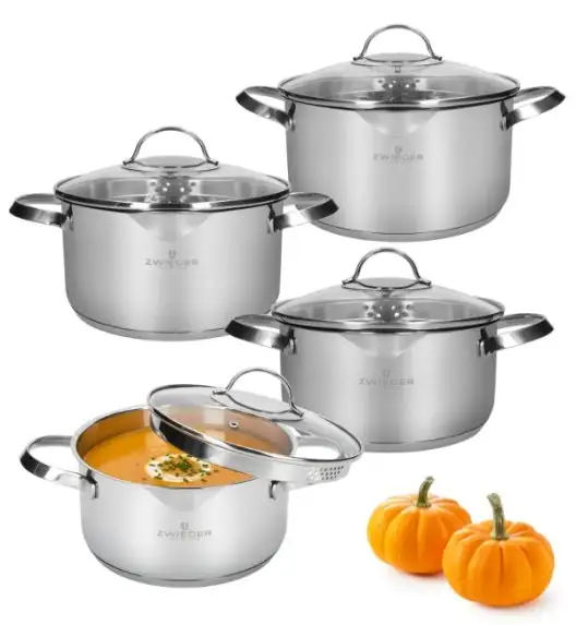 ZWIEGER VERON Komplet garnków z pokrywkami 18, 20, 22, 24 cm / stal nierdzewna