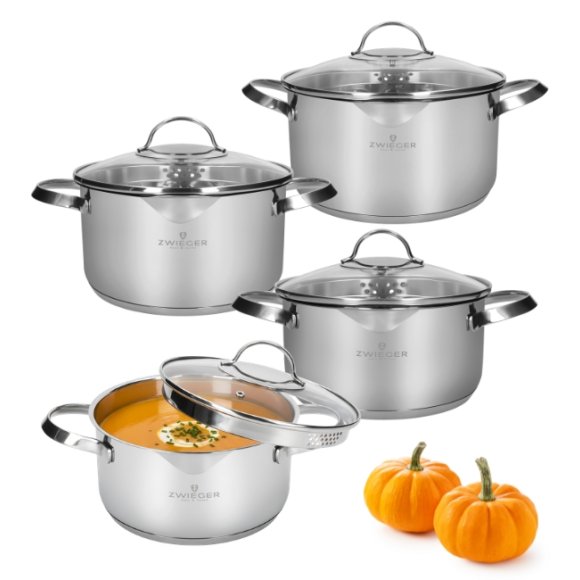 ZWIEGER VERON Komplet garnków z pokrywkami 18, 20, 22, 24 cm / stal nierdzewna