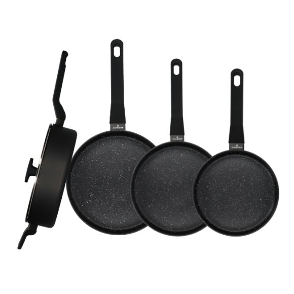 ZWIEGER VERON Komplet patelni 20, 24, 28 cm + Patelnia głęboka z pokrywką 28 cm / PFLUON / non-stick 