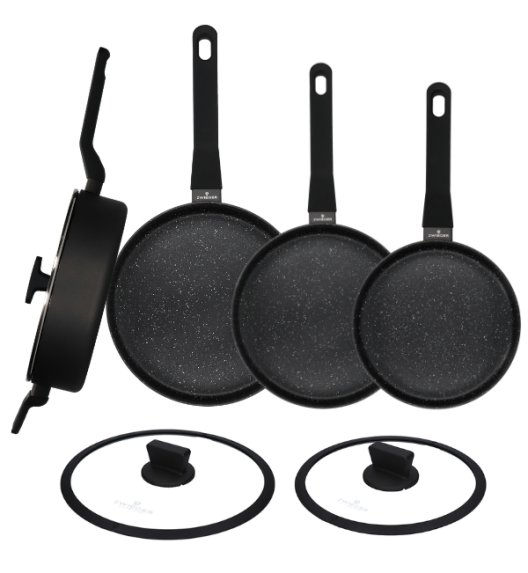 ZWIEGER VERON Komplet patelni 20, 24, 28 cm + Patelnia głęboka z pokrywką 28 cm + Pokrywki Zwieger  24, 28 cm