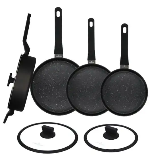 ZWIEGER VERON Komplet patelni 20, 24, 28 cm + Patelnia głęboka z pokrywką 28 cm + Pokrywki Zwieger  24, 28 cm