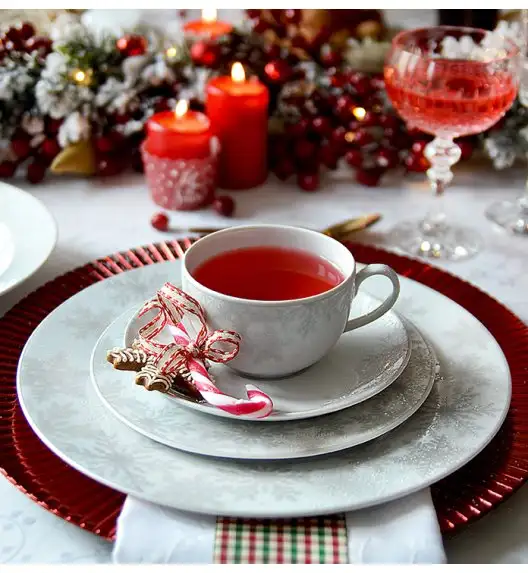 WYPRZEDAŻ! CHODZIEŻ YVETTE G629 ŚNIEŻYNKI Zestaw kawowy 10 el / 5 osób / porcelana