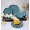 WYPRZEDAŻ! LUBIANA ETO MODERN K6  Zestaw talerzy obiadowych i głębokich / 4 el / 2 osoby / turkusowy