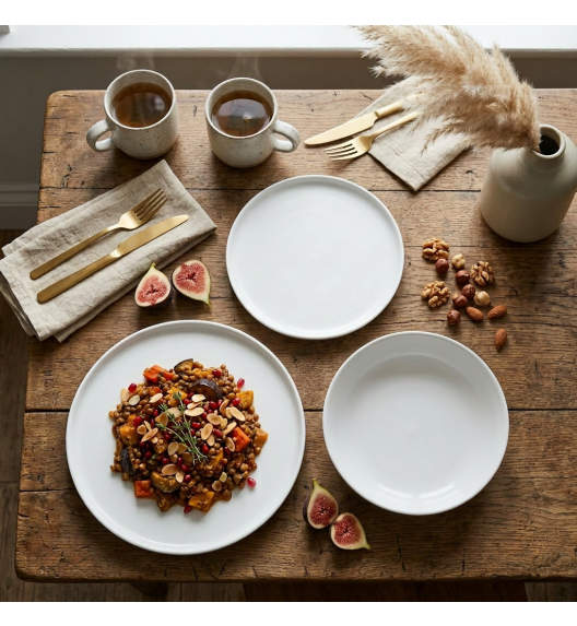 LUBIANA ANKARA | Serwis obiadowo - kawowy 108 el dla 18 osób | biała porcelana  