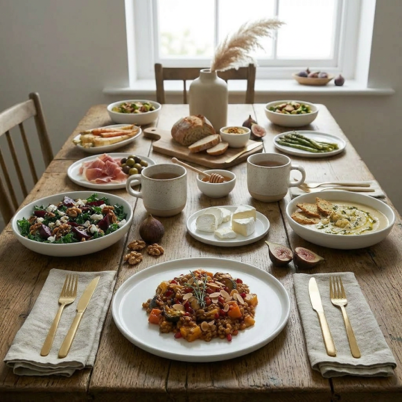 LUBIANA ANKARA | Serwis obiadowo - kawowy 108 el dla 18 osób | biała porcelana  