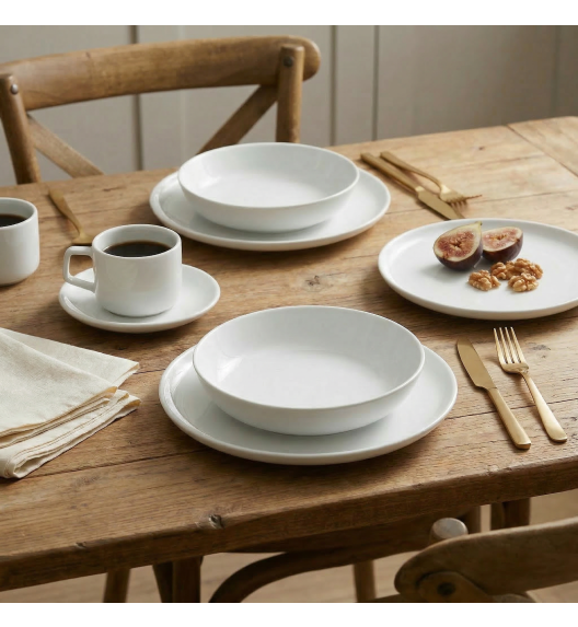 LUBIANA ANKARA | Serwis obiadowo - kawowy 144 el dla 24 osób | biała porcelana  