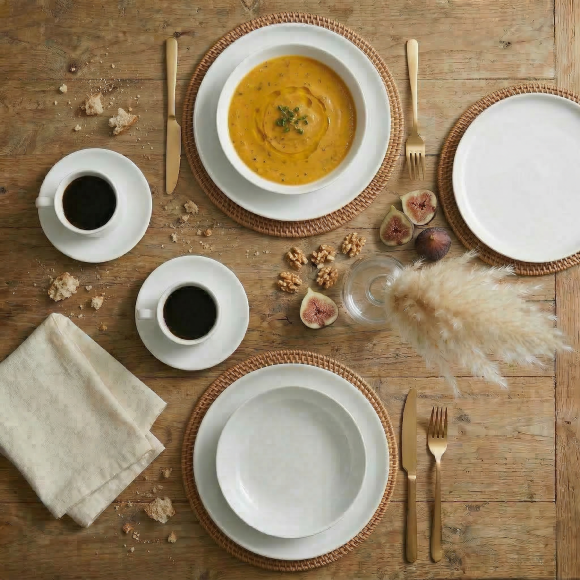 LUBIANA ANKARA | Serwis obiadowo - kawowy 126 el dla 18 osób | biała porcelana  