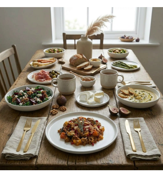 LUBIANA ANKARA | Serwis obiadowo - kawowy 126 el dla 18 osób | biała porcelana  