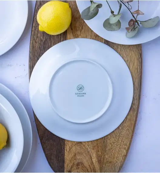 WYPRZEDAŻ! LUBIANA ETO MODERN BIAŁY Zestaw talerzy obiadowych 3 el / porcelana dekorowana