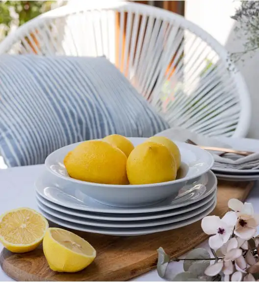 WYPRZEDAŻ! LUBIANA ETO MODERN BIAŁY Zestaw talerzy obiadowych 3 el / porcelana dekorowana