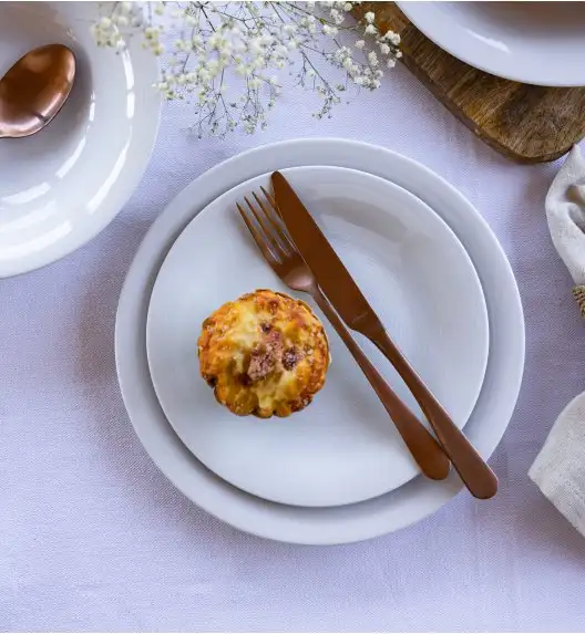 WYPRZEDAŻ! LUBIANA ETO MODERN BIAŁY Zestaw talerzy obiadowych 3 el / porcelana dekorowana