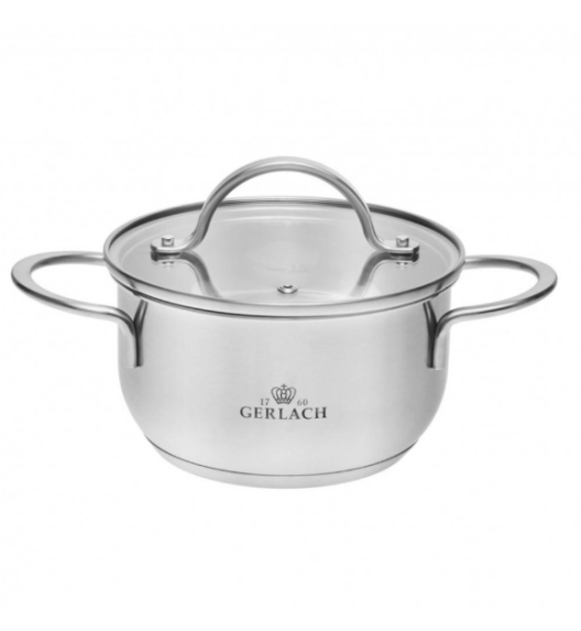 WYPRZEDAŻ! GERLACH FINE Garnek 2,0l z pokrywką 18 cm | stal 18/10 | indukcja