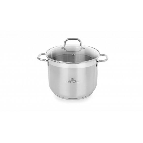 WYPRZEDAŻ! GERLACH SENDO Komplet garnki z pokrywkami 8 el - BRAK GARNKA 24 CM Z POKRYWKĄ + BRAK POKRYWKI 18 CM / stal nierdzewna / indukcja