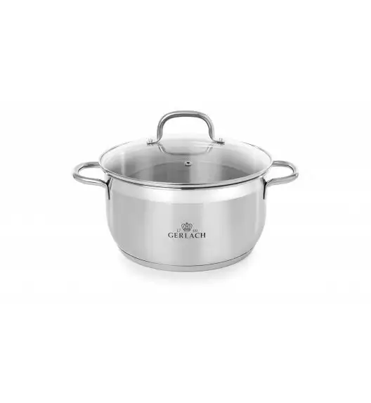 WYPRZEDAŻ! GERLACH SENDO Komplet garnki z pokrywkami 8 el - BRAK GARNKA 24 CM Z POKRYWKĄ + BRAK POKRYWKI 18 CM / stal nierdzewna / indukcja