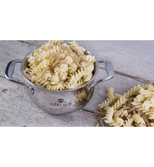 WYPRZEDAŻ! GERLACH SENDO Komplet garnki z pokrywkami 8 el - BRAK GARNKA 24 CM Z POKRYWKĄ + BRAK POKRYWKI 18 CM / stal nierdzewna / indukcja