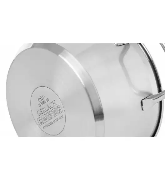 WYPRZEDAŻ! GERLACH SENDO Komplet garnki z pokrywkami 8 el - BRAK GARNKA 24 CM Z POKRYWKĄ + BRAK POKRYWKI 18 CM / stal nierdzewna / indukcja