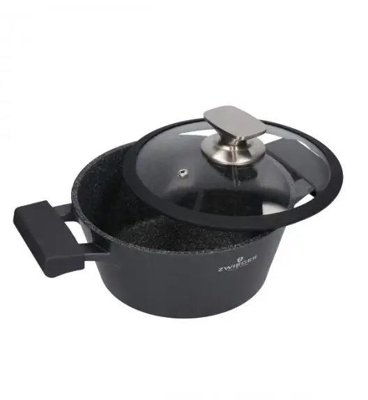 ZWIEGER BLACK STONE Zestaw garnków z pokrywkami 20, 24, 28 cm + Rondel 16 cm + Patelnie 20, 28 cm + Brytfanna LAVENA