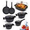 ZWIEGER BLACK STONE Zestaw garnków z pokrywkami 20, 24, 28 cm + Rondel 16 cm + Patelnie 20, 28 cm + Brytfanna LAVENA