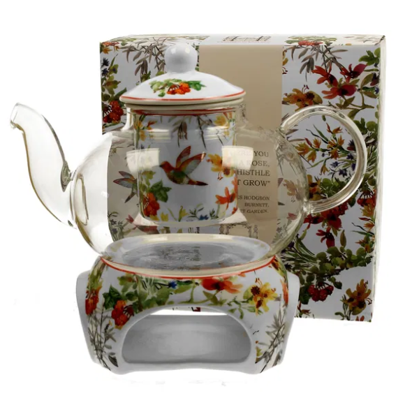 WYPRZEDAŻ! Dzbanek do herbaty szklany z podgrzewaczem DUO LINNEA 1 l (BRAK SITKA/ZAPARZACZA)