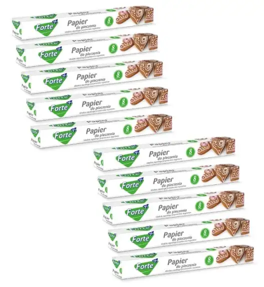 FORTE+ Komplet 10x Papier do pieczenia 8 m / pudełko