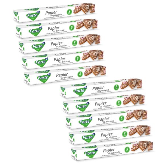 FORTE+ Komplet 10x Papier do pieczenia 8 m / pudełko