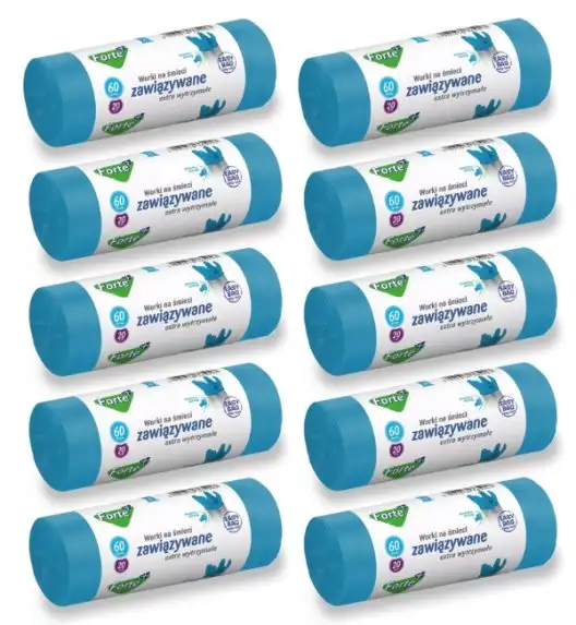 FORTE+ EASY-BAG Komplet 10x Worki na śmieci 60 L / 20 szt. / zawiązywane