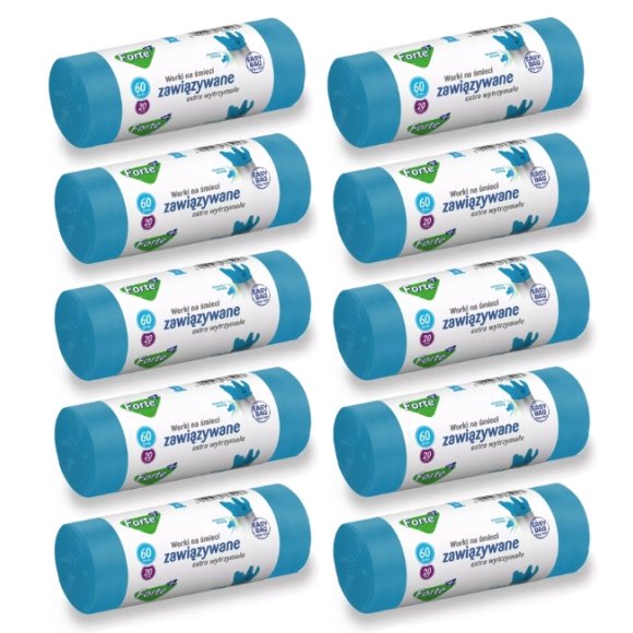 FORTE+ EASY-BAG Komplet 10x Worki na śmieci 60 L / 20 szt. / zawiązywane