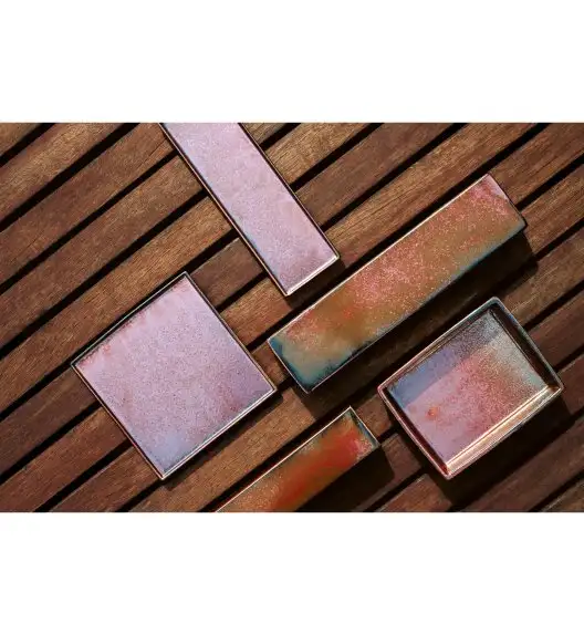 VERLO FLAME Talerz płaski 23 cm kwadratowy, ceglasty