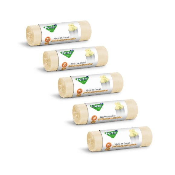 FORTE+ Komplet 5x Worki na śmieci 20 L / 20 szt. / BIOkompostowalne