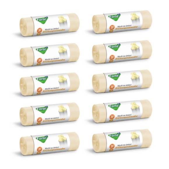 FORTE+ Komplet 10x Worki na śmieci 20 L / 20 szt. / BIOkompostowalne