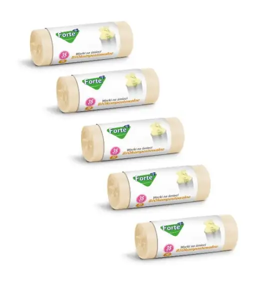 FORTE+ Komplet 5x Worki na śmieci 35 L / 20 szt. / BIOkompostowalne