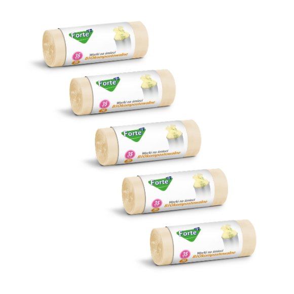 FORTE+ Komplet 5x Worki na śmieci 35 L / 20 szt. / BIOkompostowalne